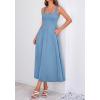 image:imageBTFBM Elegant Cocktail Dresses for Women 2026 Summer Square Neck Sleeveless A Line Formal Wedding Guest Party Maxi DressDusty Blue