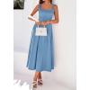 image:imageBTFBM Elegant Cocktail Dresses for Women 2026 Summer Square Neck Sleeveless A Line Formal Wedding Guest Party Maxi DressDusty Blue