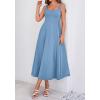 image:imageBTFBM Elegant Cocktail Dresses for Women 2026 Summer Square Neck Sleeveless A Line Formal Wedding Guest Party Maxi DressDusty Blue