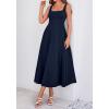 image:imageBTFBM Elegant Cocktail Dresses for Women 2026 Summer Square Neck Sleeveless A Line Formal Wedding Guest Party Maxi DressNavy Blue