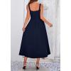 image:imageBTFBM Elegant Cocktail Dresses for Women 2026 Summer Square Neck Sleeveless A Line Formal Wedding Guest Party Maxi DressNavy Blue