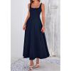 image:imageBTFBM Elegant Cocktail Dresses for Women 2026 Summer Square Neck Sleeveless A Line Formal Wedding Guest Party Maxi DressNavy Blue