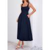 image:imageBTFBM Elegant Cocktail Dresses for Women 2026 Summer Square Neck Sleeveless A Line Formal Wedding Guest Party Maxi DressNavy Blue