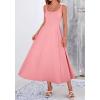 image:imageBTFBM Elegant Cocktail Dresses for Women 2026 Summer Square Neck Sleeveless A Line Formal Wedding Guest Party Maxi DressPink