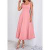 image:imageBTFBM Elegant Cocktail Dresses for Women 2026 Summer Square Neck Sleeveless A Line Formal Wedding Guest Party Maxi DressPink