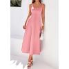 image:imageBTFBM Elegant Cocktail Dresses for Women 2026 Summer Square Neck Sleeveless A Line Formal Wedding Guest Party Maxi DressPink