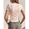 image:imageBTFBM Floral Square Neck Tops for Women 2026 Trendy Summer Outfits Short Sleeve Shirts Boho Top Beach Vacation ClothesBeige Pink Flower