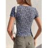 image:imageBTFBM Floral Square Neck Tops for Women 2026 Trendy Summer Outfits Short Sleeve Shirts Boho Top Beach Vacation ClothesBlack Purple Flower