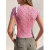 image:imageBTFBM Floral Square Neck Tops for Women 2026 Trendy Summer Outfits Short Sleeve Shirts Boho Top Beach Vacation ClothesWhite Pink Flower
