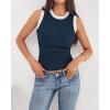 image:imageBTFBM High Neck Tank Top for Women Sleeveless Ribbed Y2k Clothes Basic Shirts Going Out Outfits Spring Summer Tops 2026Navy Blue