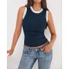 image:imageBTFBM High Neck Tank Top for Women Sleeveless Ribbed Y2k Clothes Basic Shirts Going Out Outfits Spring Summer Tops 2026Navy Blue