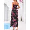 image:imageBTFBM Off The Shoulder Dresses for Women Summer 2026 Strapless Ruffle Slit Formal Wedding Guest Dress Cocktail PartyFloral Black Pink