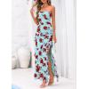 image:imageBTFBM Off The Shoulder Dresses for Women Summer 2026 Strapless Ruffle Slit Formal Wedding Guest Dress Cocktail PartyFloral Blue Rose