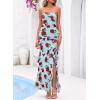 image:imageBTFBM Off The Shoulder Dresses for Women Summer 2026 Strapless Ruffle Slit Formal Wedding Guest Dress Cocktail PartyFloral Blue Rose