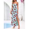 image:imageBTFBM Off The Shoulder Dresses for Women Summer 2026 Strapless Ruffle Slit Formal Wedding Guest Dress Cocktail PartyFloral Blue Rose