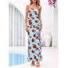 image:imageBTFBM Off The Shoulder Dresses for Women Summer 2026 Strapless Ruffle Slit Formal Wedding Guest Dress Cocktail PartyFloral Blue Rose
