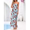 image:imageBTFBM Off The Shoulder Dresses for Women Summer 2026 Strapless Ruffle Slit Formal Wedding Guest Dress Cocktail PartyFloral Blue Rose