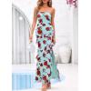 image:imageBTFBM Off The Shoulder Dresses for Women Summer 2026 Strapless Ruffle Slit Formal Wedding Guest Dress Cocktail PartyFloral Blue Rose