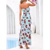 image:imageBTFBM Off The Shoulder Dresses for Women Summer 2026 Strapless Ruffle Slit Formal Wedding Guest Dress Cocktail PartyFloral Blue Rose