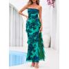 image:imageBTFBM Off The Shoulder Dresses for Women Summer 2026 Strapless Ruffle Slit Formal Wedding Guest Dress Cocktail PartyFloral Lake Blue
