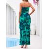 image:imageBTFBM Off The Shoulder Dresses for Women Summer 2026 Strapless Ruffle Slit Formal Wedding Guest Dress Cocktail PartyFloral Lake Blue