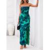 image:imageBTFBM Off The Shoulder Dresses for Women Summer 2026 Strapless Ruffle Slit Formal Wedding Guest Dress Cocktail PartyFloral Lake Blue