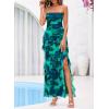 image:imageBTFBM Off The Shoulder Dresses for Women Summer 2026 Strapless Ruffle Slit Formal Wedding Guest Dress Cocktail PartyFloral Lake Blue