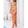 image:imageBTFBM Off The Shoulder Dresses for Women Summer 2026 Strapless Ruffle Slit Formal Wedding Guest Dress Cocktail PartyFloral Orange Red
