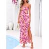 image:imageBTFBM Off The Shoulder Dresses for Women Summer 2026 Strapless Ruffle Slit Formal Wedding Guest Dress Cocktail PartyFloral Pink Purple