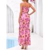 image:imageBTFBM Off The Shoulder Dresses for Women Summer 2026 Strapless Ruffle Slit Formal Wedding Guest Dress Cocktail PartyFloral Pink Purple