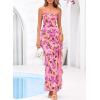 image:imageBTFBM Off The Shoulder Dresses for Women Summer 2026 Strapless Ruffle Slit Formal Wedding Guest Dress Cocktail PartyFloral Pink Purple