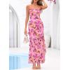 image:imageBTFBM Off The Shoulder Dresses for Women Summer 2026 Strapless Ruffle Slit Formal Wedding Guest Dress Cocktail PartyFloral Pink Purple