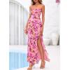 image:imageBTFBM Off The Shoulder Dresses for Women Summer 2026 Strapless Ruffle Slit Formal Wedding Guest Dress Cocktail PartyFloral Pink Purple