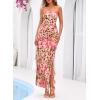 image:imageBTFBM Off The Shoulder Dresses for Women Summer 2026 Strapless Ruffle Slit Formal Wedding Guest Dress Cocktail PartyLeopard Apricot Flower