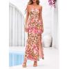image:imageBTFBM Off The Shoulder Dresses for Women Summer 2026 Strapless Ruffle Slit Formal Wedding Guest Dress Cocktail PartyLeopard Apricot Flower
