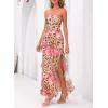 image:imageBTFBM Off The Shoulder Dresses for Women Summer 2026 Strapless Ruffle Slit Formal Wedding Guest Dress Cocktail PartyLeopard Apricot Flower