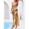 image:imageBTFBM Off The Shoulder Dresses for Women Summer 2026 Strapless Ruffle Slit Formal Wedding Guest Dress Cocktail PartyLeopard Yellow