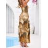 image:imageBTFBM Off The Shoulder Dresses for Women Summer 2026 Strapless Ruffle Slit Formal Wedding Guest Dress Cocktail PartyLeopard Yellow