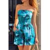 image:imageBTFBM Romper For Women 2026 Spring Strapless Printed Tube Boho Wide Leg Beach Short Jumpsuit Summer Date Night RompersFloral Green