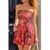 image:imageBTFBM Romper For Women 2026 Spring Strapless Printed Tube Boho Wide Leg Beach Short Jumpsuit Summer Date Night RompersFloral Red