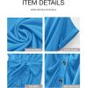 image:imageBTFBM Shirt Dresses for Women Spring Button Short Sleeve Silk Satin Ruched Maxi Summer Dress 2026 Cocktail Party WeddingAqua Blue