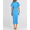 image:imageBTFBM Shirt Dresses for Women Spring Button Short Sleeve Silk Satin Ruched Maxi Summer Dress 2026 Cocktail Party WeddingAqua Blue