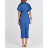 image:imageBTFBM Shirt Dresses for Women Spring Button Short Sleeve Silk Satin Ruched Maxi Summer Dress 2026 Cocktail Party WeddingBrilliant Blue