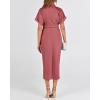 image:imageBTFBM Shirt Dresses for Women Spring Button Short Sleeve Silk Satin Ruched Maxi Summer Dress 2026 Cocktail Party WeddingDusty Pink