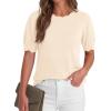 image:imageBTFBM Short Sleeve Sweater for Women 2026 Spring Summer Knit Basic Tops Lightweight Business Casual Vacation OutfitsBeige