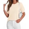 image:imageBTFBM Short Sleeve Sweater for Women 2026 Spring Summer Knit Basic Tops Lightweight Business Casual Vacation OutfitsBeige