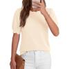 image:imageBTFBM Short Sleeve Sweater for Women 2026 Spring Summer Knit Basic Tops Lightweight Business Casual Vacation OutfitsBeige