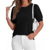 image:imageBTFBM Short Sleeve Sweater for Women 2026 Spring Summer Knit Basic Tops Lightweight Business Casual Vacation OutfitsBlack