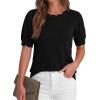 image:imageBTFBM Short Sleeve Sweater for Women 2026 Spring Summer Knit Basic Tops Lightweight Business Casual Vacation OutfitsBlack