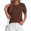 image:imageBTFBM Short Sleeve Sweater for Women 2026 Spring Summer Knit Basic Tops Lightweight Business Casual Vacation OutfitsBrown